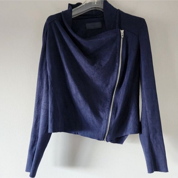 BLANK NYC | Drape Front Faux Suede Jacket navy sz S - Picture 3 of 6